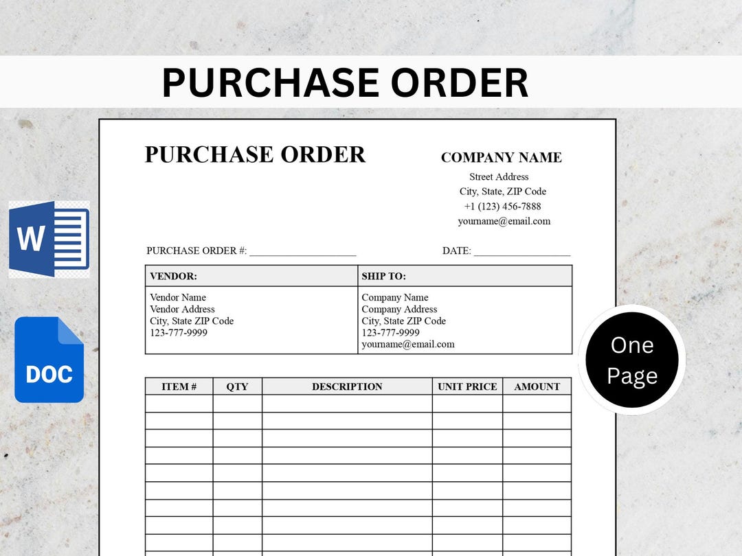 Purchase Order Template | Printable PO Form for Small Business ...