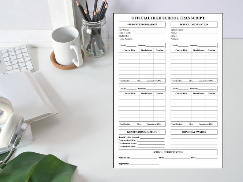 Editable Homeschool Transcript Template | High School Transcript Canva ...
