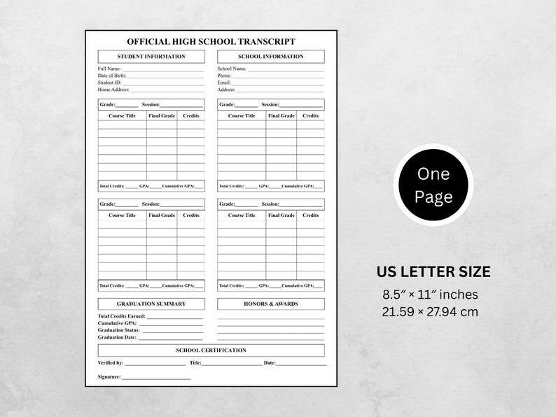 Editable Homeschool Transcript Template | High School Transcript Canva ...