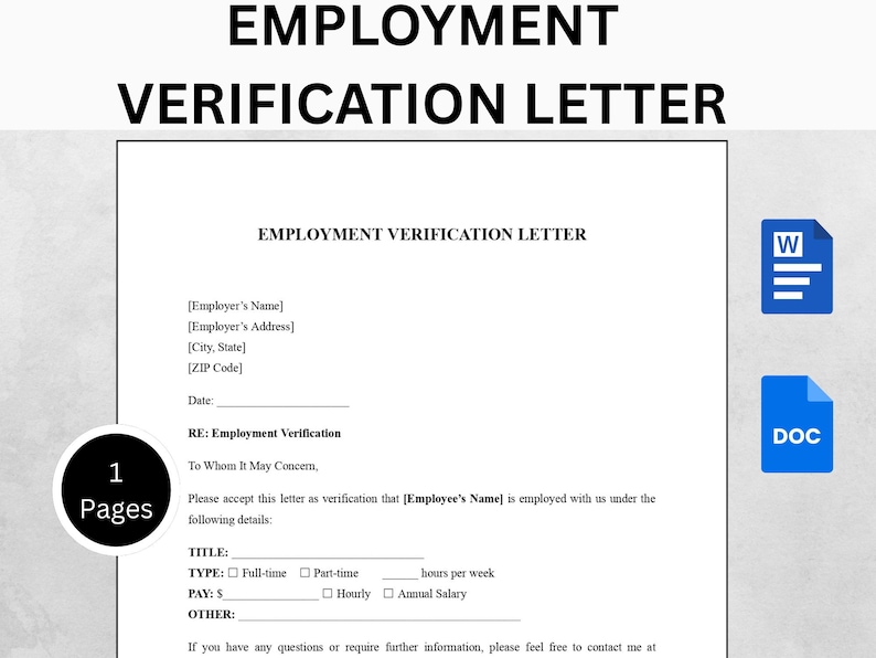 Employment Verification Letter Template | Job Verification Letter Form ...