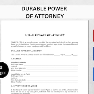 Durable Power of Attorney Template | Editable POA Form (Instant Download)
