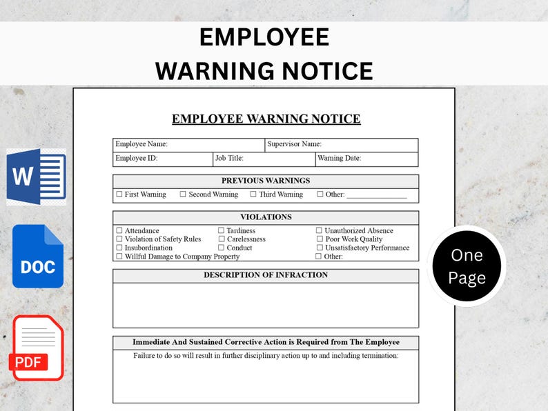 Employee Warning Notice Template | HR Write up & Discipline Form ...