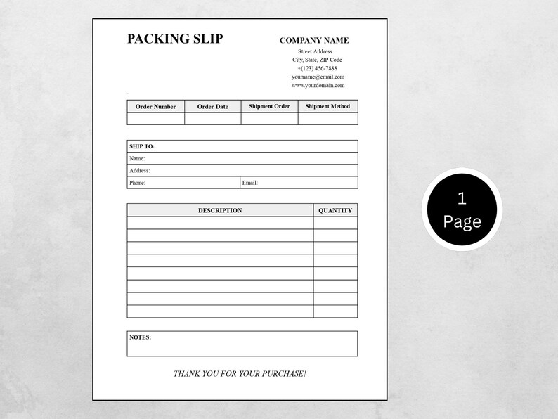 Editable Packing Slip Template | Small Business Shipping Form (docs ...