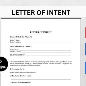 Modello di lettera di intenti / Acquisto di attività commerciali e immobiliari / PDF modificabile, Word, Google Docs