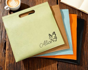 Personalized Vintage Leather Folder, Personalized Leather Laptop Sleeve, Document Holder, Leather Portfolio, Office Gift, Christmas Gift