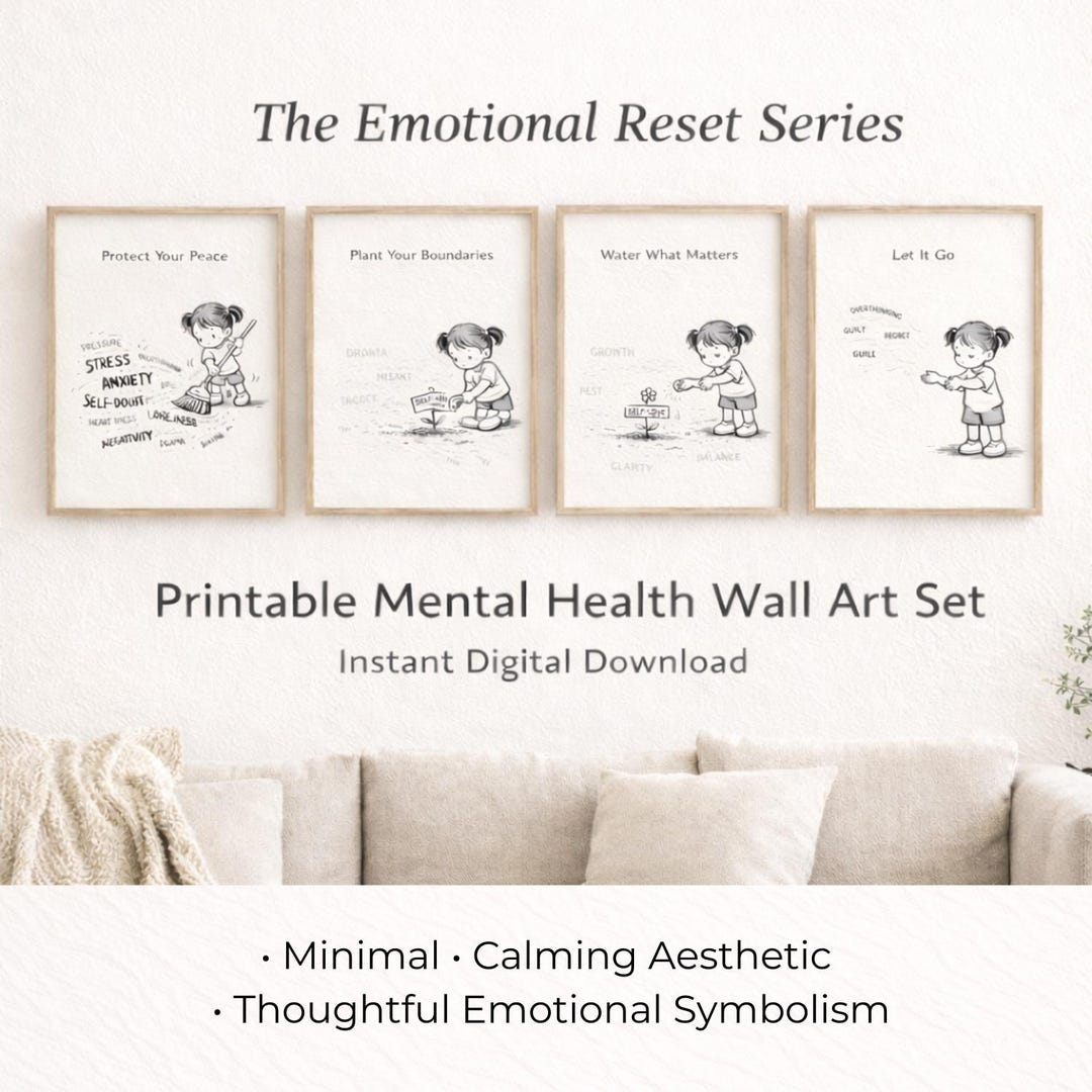 Printable Mental Health Wall Art Set, Therapy Office Decor, Self Care ...