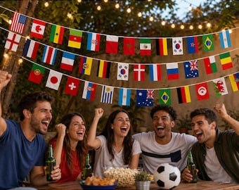World Cup 2026 48-Teams Soccer Party Decorations, World Cup Garland, International Country Flag String Banner, Football Watch Party Decor