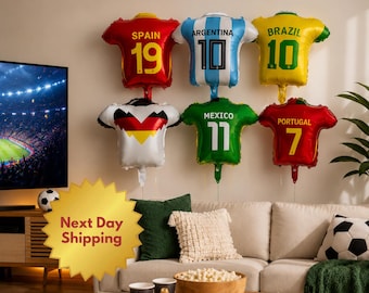 Soccer Party Decorations, World Cup Jersey Balloons Set, Soccer Team Shirt Balloons, Football Fan Birthday Theme