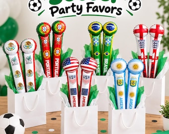 Soccer Party Favors for Kids, Inflatable Cheer Sticks, Soccer Goodie Bag Fillers, Football Birthday Party Decorations, World Cup theme