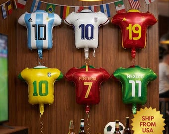 Game Day Decor, World Cup Jersey Balloons Set, Soccer Team Shirt Balloons, Football Fan Party Decorations, Sports Theme Party Supplies