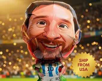 Messi Balloon Argentina Soccer Decor, Football Party Decoration, World Cup Fan Gift, Birthday Sports Theme Supplies