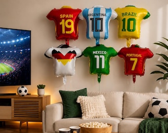 Soccer Party Decorations, World Cup Jersey Balloons Set, Soccer Team Shirt Balloons, Football Fan Birthday Theme