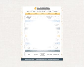30-Day Decluttering Challenge | Printable Home Organization Checklist PDF