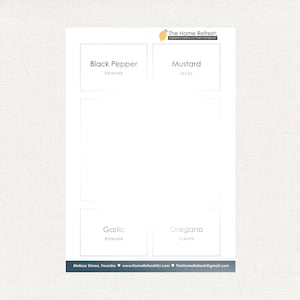Printable Spice Jar Labels | Modern Minimalist Design | Instant Download PDF