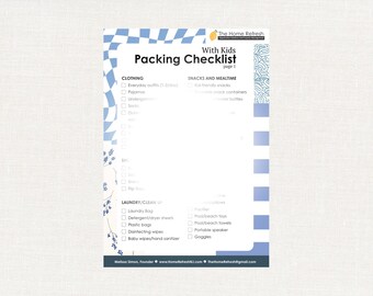 Vacation Packing Checklist for Kids & Toddlers | Packing List | Instant PDF Download