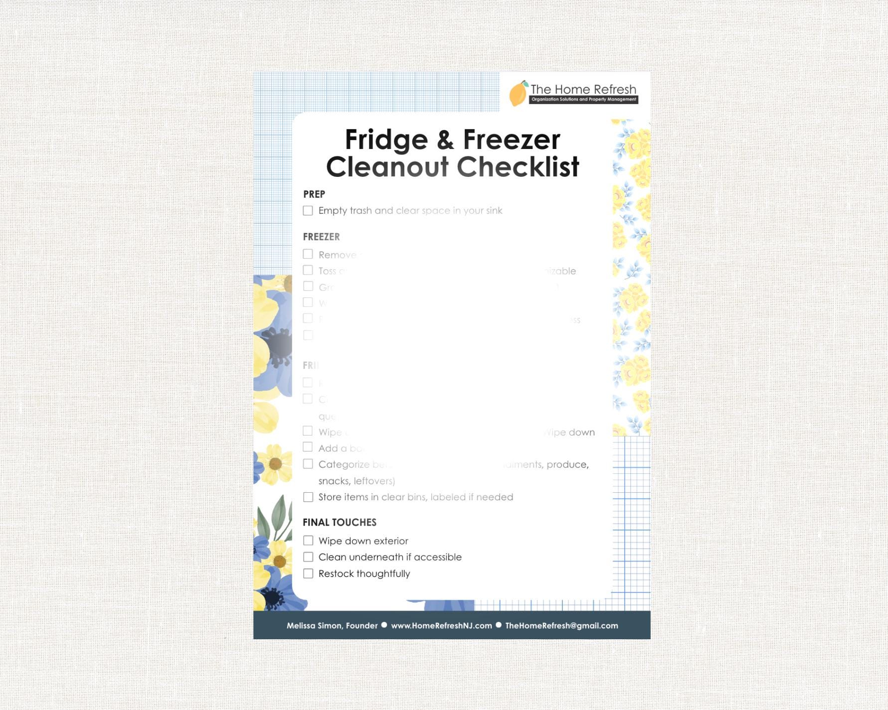 Fridge Checklist Appendix Fridge & Freezer Clean-out Checklist | Printable Kitchen Organizer PDF ...