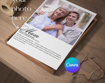 Bonus Mom Gift, Personalized Photo Poster Canva Template, Custom Stepmom Gift from Daughter, Sentimental Mothers Day Keepsake Print