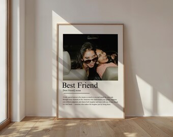 Regalo de cumpleaños para tu mejor amiga, lámina personalizada para tu mejor amiga, regalo de cumpleaños para tu mejor amiga, arte mural personalizado de amistad con foto (descarga digital)