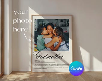 Godmother Gift, Personalized Definition Print Canva Template, Custom Photo Poster from Goddaughter, Godmother Keepsake Wall Art Print