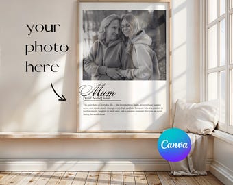 Mother Daughter Gift, Personalized Photo Poster Canva Template, Custom Mom and Daughter Print, Mothers Day Keepsake Wall Art Gift