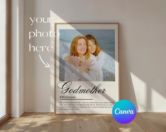 Godmother Gift, Personalized Photo Poster Canva Template, Custom Gift from Goddaughter, Sentimental Mothers Day Keepsake Print