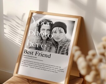 Regalo de aniversario de amistad, póster fotográfico personalizado para mejores amigas, recuerdo de amistad personalizado, lámina decorativa para pared para mejores amigas