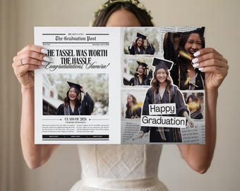 Pharmacy Graduation Newspaper Template Canva, PharmD Grad Gift, Class of 2026 Pharmacist Poster, Printable Announcement