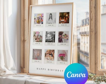 Plantilla de collage de fotos Polaroid de Canva para mejores amigas, plantilla de collage de fotos de cumpleaños personalizada, regalo de cumpleaños de amistad, regalo para hermanas.