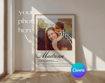Madrina Gift, Personalized Spanish Godmother Photo Poster Canva Template, Regalo Para Madrina, Sentimental Keepsake Print