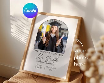 Future Dentist Graduation Canva Poster, Dental School Grad Gift, Class of 2026 DDS Keepsake Print, Personalized Photo Template