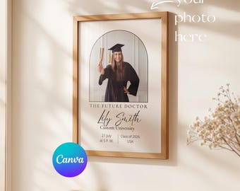 Future Doctor Graduation Canva Poster, Medical School Grad Gift, Class of 2026 MD Keepsake Print, Personalized Photo Template