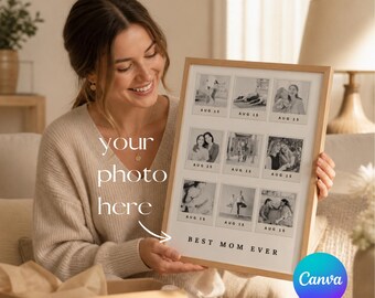 お母さんの誕生日フォトコラージュCanvaテンプレート、お母さんへのパーソナライズされた誕生日プレゼント、カスタム記念ポスター、娘からのプレゼント