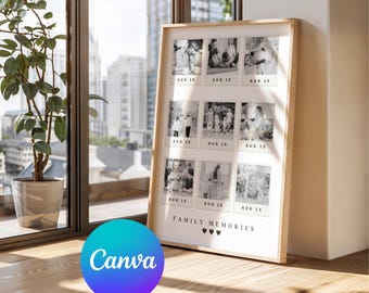 Plantilla de collage de fotos familiares: regalo imprimible, collage de fotos para regalar en familia, año personalizado en fotos, arte mural personalizado