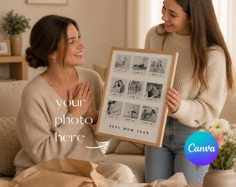 母の日フォトコラージュCanvaテンプレート、娘からのパーソナライズギフト、カスタムママポスター、彼女への記念ウォールアート