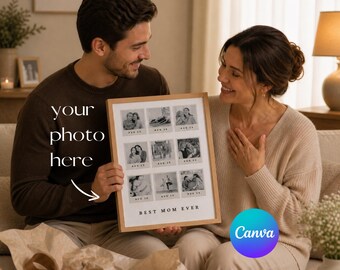 母の日フォトコラージュCanvaテンプレート、息子からのパーソナライズギフト、お母さんへのカスタム記念ポスター、彼女への誕生日ウォールアート