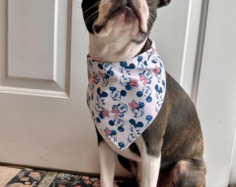Mickey Mouse Dog Bandana - Medium, Adjustable Snap Closure Scarf