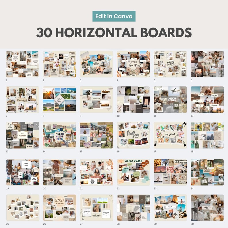 2026 Vision Board Digital Kit, Canva Templates With Journal, Editable ...
