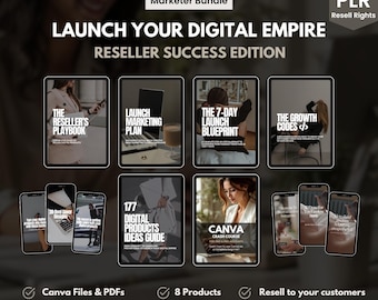 Digital Business Bundle PLR Wiederverkaufsrechte - Starten Sie Ihr Digitales Imperium - Bearbeitbare Canva eBooks + Marketingvorlagen für Wiederverkäufer