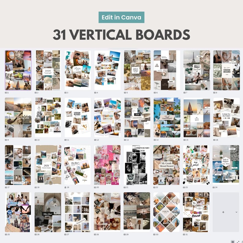2026 Vision Board Digital Kit, Canva Templates With Journal, Editable ...