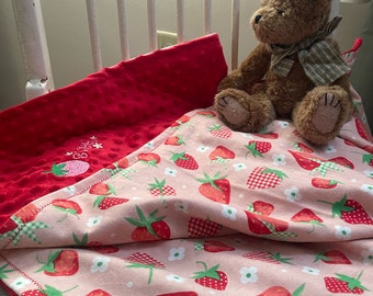 Strawberry Embroidered Baby Blanket