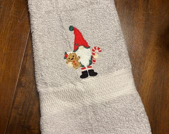 Gingerbread Gnome Embroidered Towel