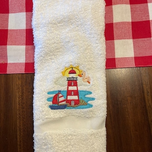 Lighthouse Embroidered Towel