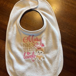 Mary Had a Little Lamb Embroidered Bib