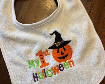 My 1st Halloween Pumpkin Embroidered Bib