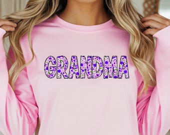 Purple Grandma Floral Long Sleeve Shirt