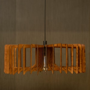 Wood Chandelier Pendant Light | Geometric Modern Ceiling Lamp | Handmade Wooden Hanging Light Fixture
