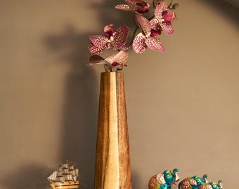 Jarrón alto de madera para suelo / Jarrón de madera personalizado para flores artificiales, regalo de aniversario