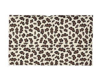 Funda de almohada de microfibra con estampado de leopardo marrón / Estampado animal, patrón neutro