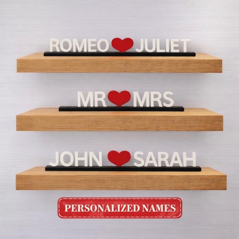 Customizable 3D Printed Couple Name Sign | Valentines Day Gift - Etsy