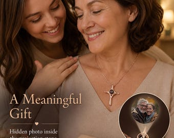 Personalized Photo Projection Necklace Custom Cross Pendant Necklace with Picture Memorial Gift for Loved Ones Unique Photo Gift for Her Him